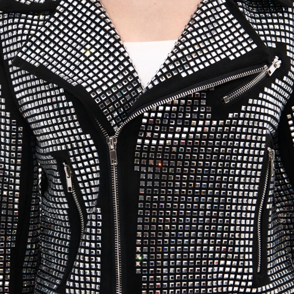 Azalea Wang Juniper Black Crystallized Moto Jacket - Picture 10 of 10